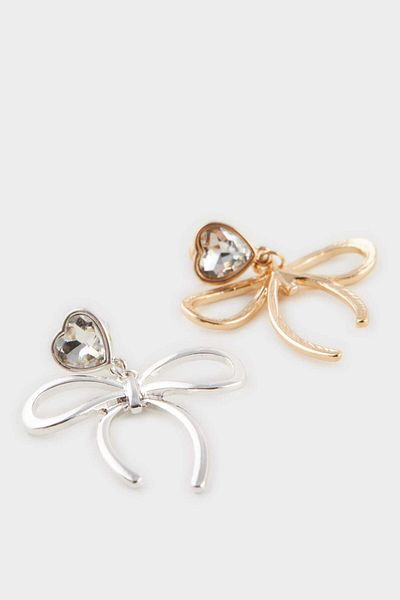 DeFacto Women's 2-Piece Bow Earrings F0723Axns
