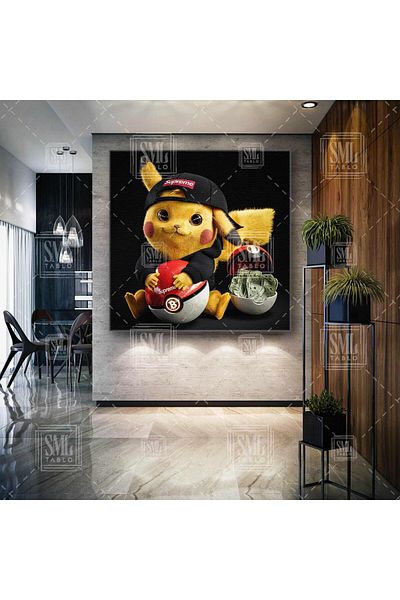 SML TABLO Pokemon Luxury Poketball Pikaçu Lightning Personaj de desene animate Pictură pătrată pe pânză
