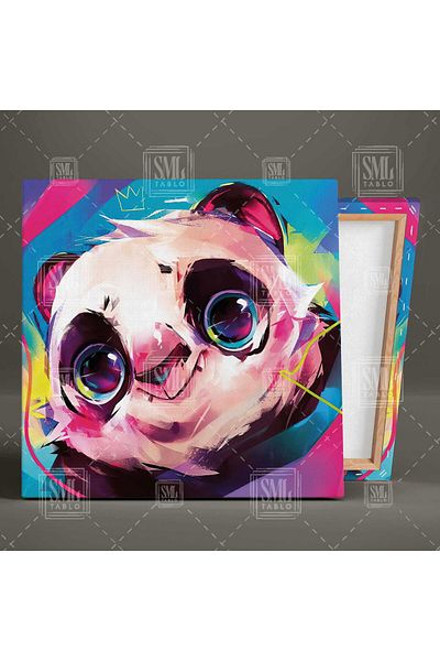 SML TABLO Χαριτωμένο Panda Illustration Χαριτωμένο ζωικό τετράγωνο καμβάς
