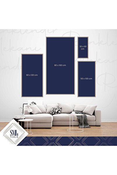 SML TABLO Sarı Ve Lacivert Fenerbahçe Metal Sarılan Çift Boyuna Dikey Kanvas Tablo