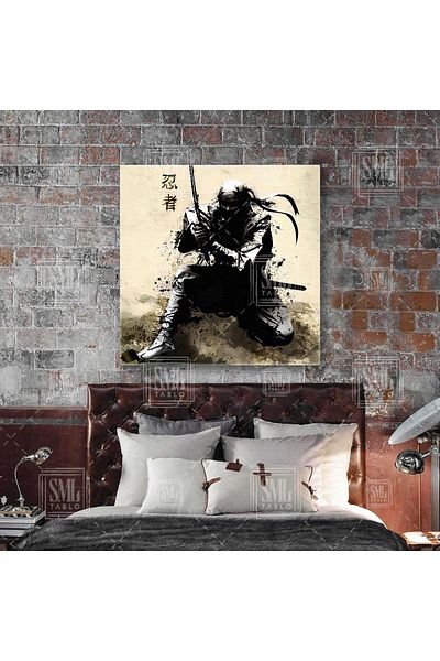 SML TABLO Μαύρη ζώνη Ninja Warrior Defense Art Paint Splashes Τετράγωνη επιτραπέζια ζωγραφική σε καμβά