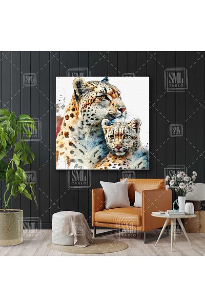 SML TABLO Lion cub îmbrățișat de mama Amorul mamei Pictură pătrată pe pânză