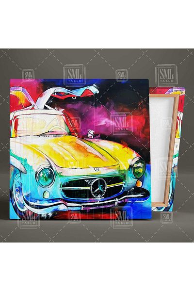 SML TABLO Mercedes Benz 300 Sl Wing Door Classic Car Pictură abstractă pe pânză pătrată