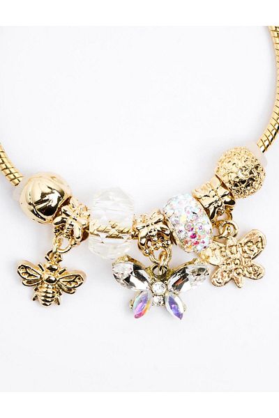 Jimmy Key Gold Color Butterfly Figured Shiny Charm Bracelet