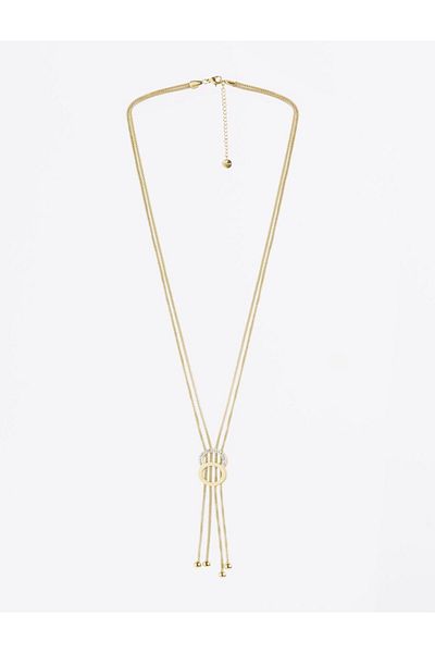 Jimmy Key Gold Color Round Figured Multi Chain Steel Necklace