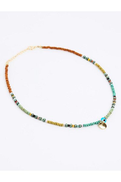 Jimmy Key Mixed Color Bead Detailed Necklace