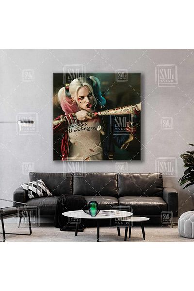 SML TABLO Τζόκερ Μυθικός χαρακτήρας της ταινίας Harley Quinn με μπαστούνι μπέιζμπολ Οριζόντια ζωγραφική σε καμβά
