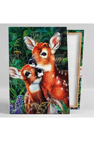 SML TABLO Ceiști drăguți îmbrățișați în pădure Animal Vertical Canvas Painting