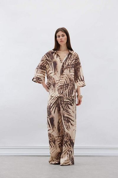 DeFacto New Season Wide Leg Patterned Modal Fabric Palazzo Pants High Waist Straight Wide Leg