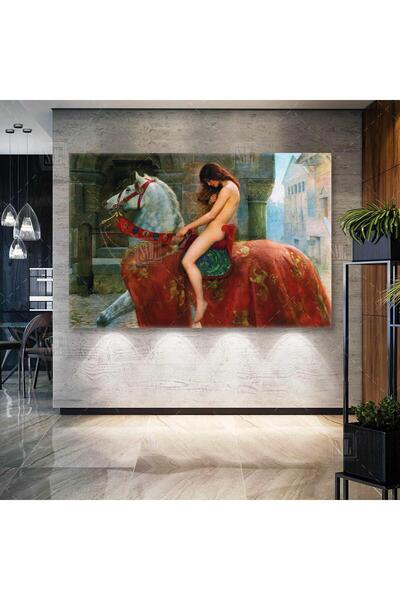 SML TABLO Lady Godiva John Collier 1897 At Süren Kız Nü Kadın Yatay Kanvas Tablo