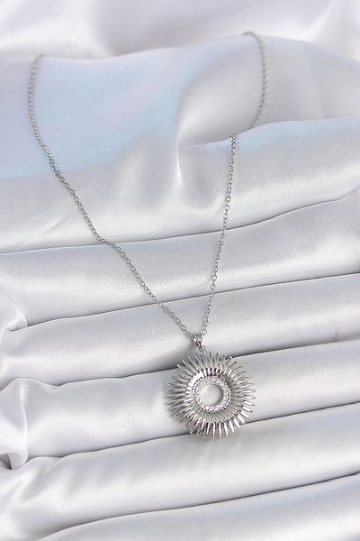 Clariss 316L Steel Silver Color Chain Zircon Stone Nova Star Model Women's Necklace