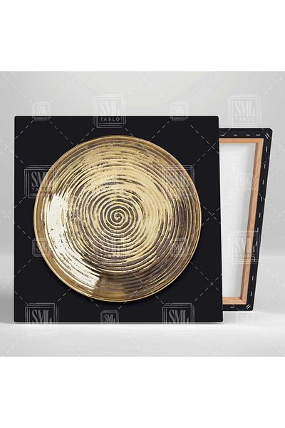 SML TABLO Gold Circle Spiral Διακοσμητικό Διπλό Συνδυασμό 2 τεμαχίων Πίνακας ζωγραφικής σε καμβά