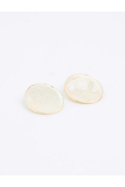 Jimmy Key White Modern Round Figured Earrings