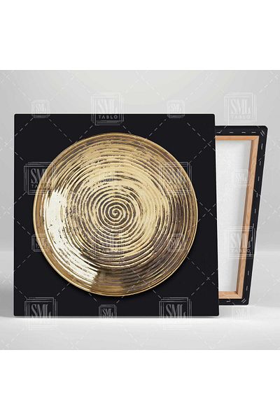SML TABLO Gold Circle Spiral Decorative Triple Combinație Set de 3 Picturi pe pânză