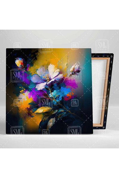 SML TABLO Flower Bouquet Brush Traces Nature Flori decorative Combinație triplă Set de 3 Pictură pe pânză