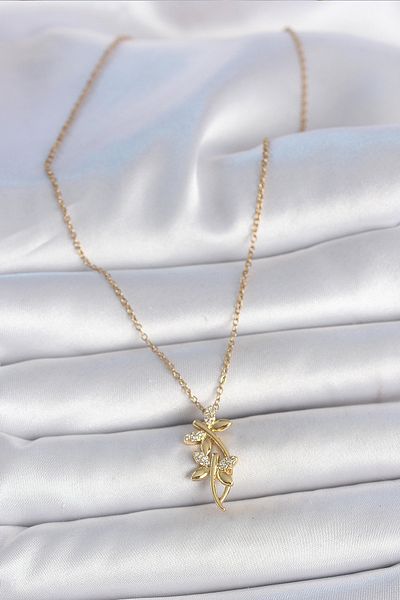 BESKAR 316L Steel Gold Color Chain Zircon Stone Dragonfly Model Women's Necklace