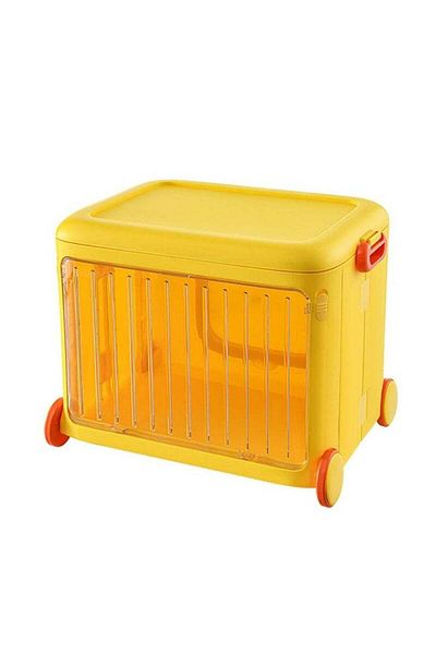 COOYA Toy Storage Box, Stackable with Wheels, 49x35x38.5 Cm, Suitable for Bedroom Toy Room, Yellow