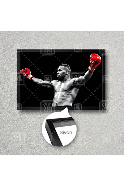 SML TABLO Mike Tyson Boks Kırmızı Eldiven Güç Box Çerçeveli Yatay Kanvas Tablo