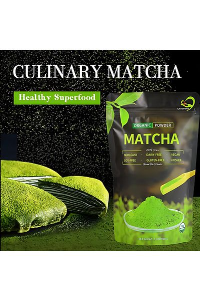 Chinaherbs Pure Matcha Green Tea Powder, Organic Japanese Green Tea Leaf for Metabolism Support, 100g