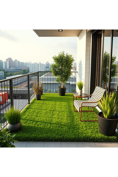NEŞELİ HOME Özel Dekoratif Suni Çim Halı Suya Dayanıklı 7mm Teras Balkon Bahç...