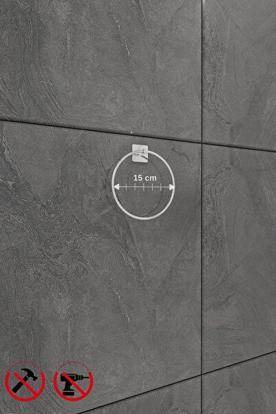 Alper Banyo Scilla Kare Krom 3'lü Yapışkanlı Banyo Seti | Halka Havluluk, Kağıtlık, Kare Fön Makinesi Askısı