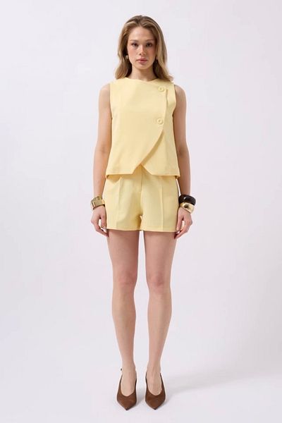 Butik Woven Vest with Side Buttons