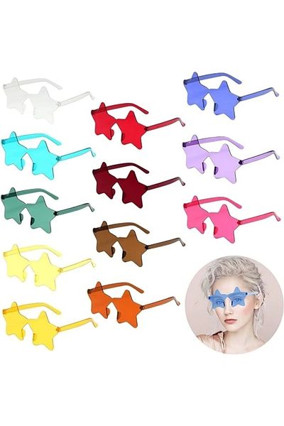 Hilcen Star Shaped Rimless Party Glasses 6 Colors 6 Pieces (5047)