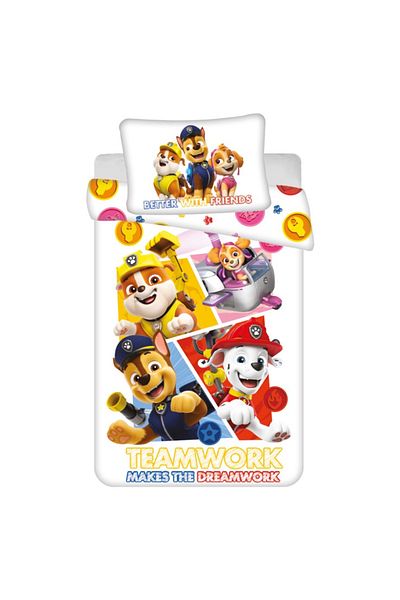 PAW PATROL Set 2 piese lenjerie de pat, Husa pilota, 100x135 cm, husa perna, 40x60 cm, Multicolor, Paw Patrol
