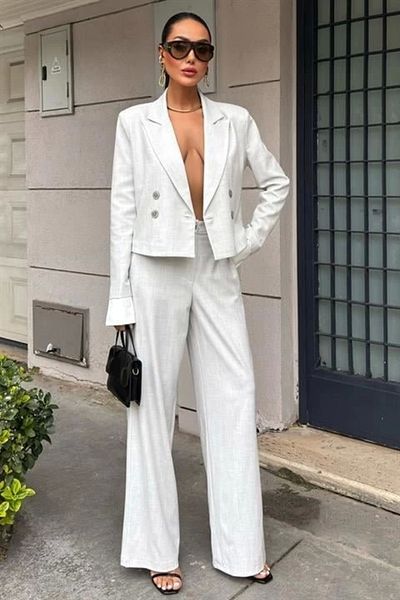 Butik Double Breasted Jacket Suit with Cuffs Garnish 10168
