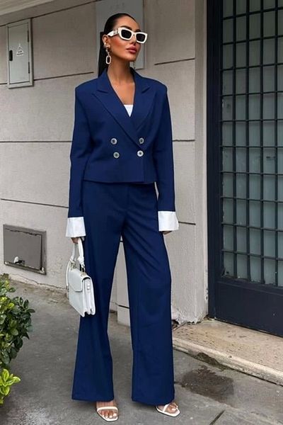 Butik Double Breasted Jacket Suit with Cuffs Garnish 10168