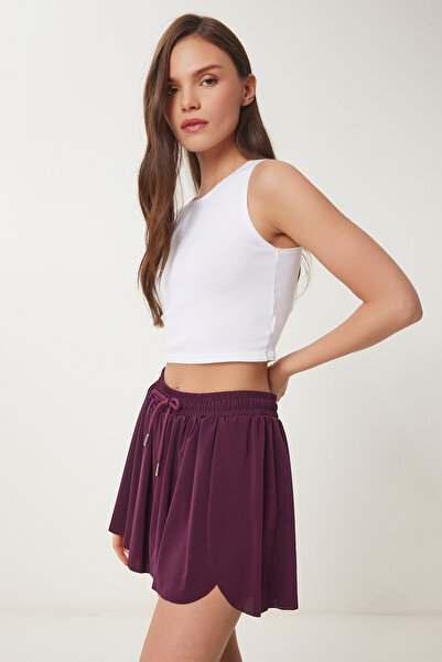 Lovelyİstanbul High Waist Two Layer Mini Shorts Damson Ldz0009