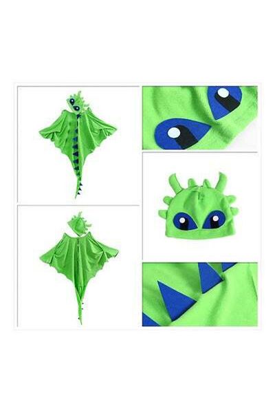HALAMODO Children's Dinosaur Cloak Hat Mask Cosplay Costume Set For 3-8 Year 120cm