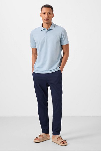 TOMMY LIFE Ανδρικό παντελόνι Chino με υφαντό ελαφρύ, ελαστικό μπλε Navy Blue - 82177