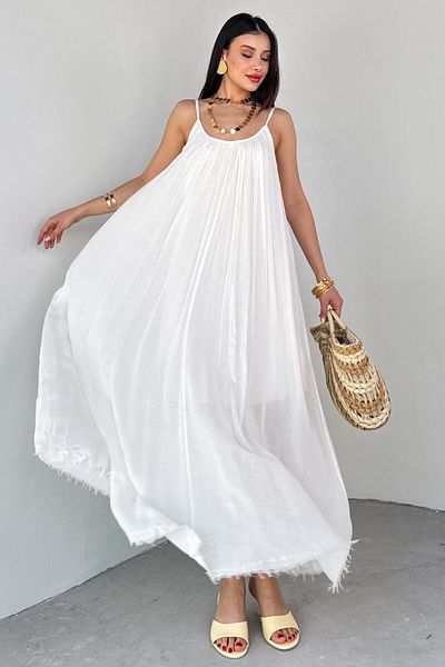 Cappmoda ELB-3173 Φόρεμα μίντι με λευκή κορδέλα