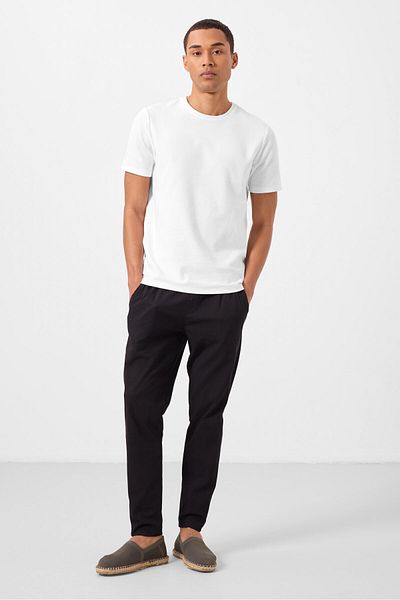 TOMMY LIFE Μαύρο ανδρικό παντελόνι Chino με υφαντό ελαφρύ, ελαστικό, κανονική εφαρμογή - 82179