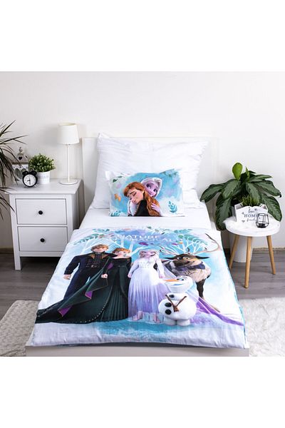 Frozen Set 2 piese lenjerie de pat, Husa pilota, 100x135 cm, husa perna, 40x60 cm, Multicolor, Frozen
