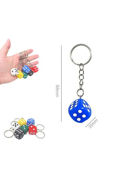 Limmy Dice Keychain 1 Piece Car Bag Ornament Keychain - Blue