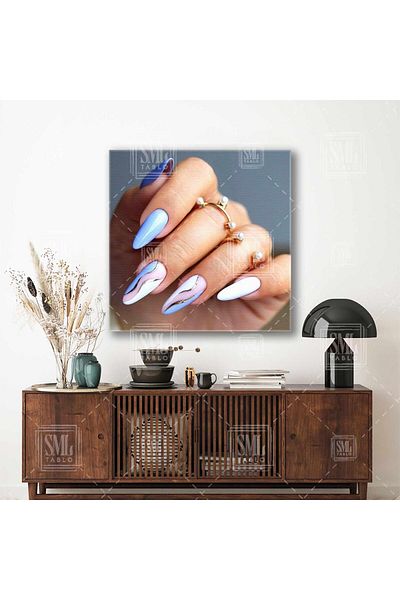 SML TABLO Lilac Balerina Oja Model de mână Detalii aurii Nail Artisti Pictură pe pânză pătrată