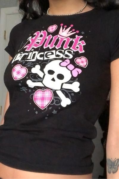 EFBUTİK Μαύρο Punk Princess Crop