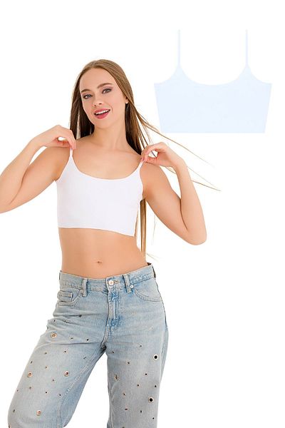 Newlilla 777 Laser Cut Crop Bustier mit verstellbaren, dünnen Trägern für Damen