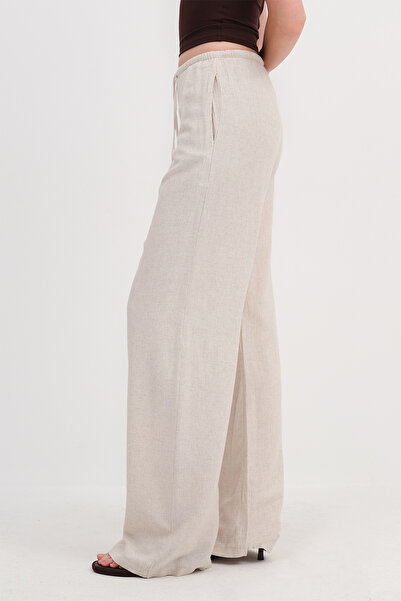 Addax Linen Blended Tie Wide Leg Pants Pn16649
