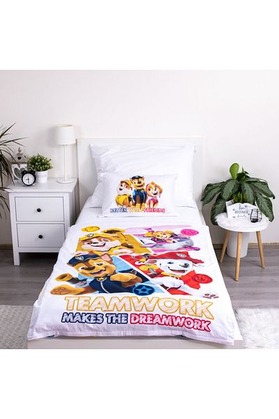 PAW PATROL Set 2 piese lenjerie de pat, Husa pilota, 100x135 cm, husa perna, 40x60 cm, Multicolor, Paw Patrol