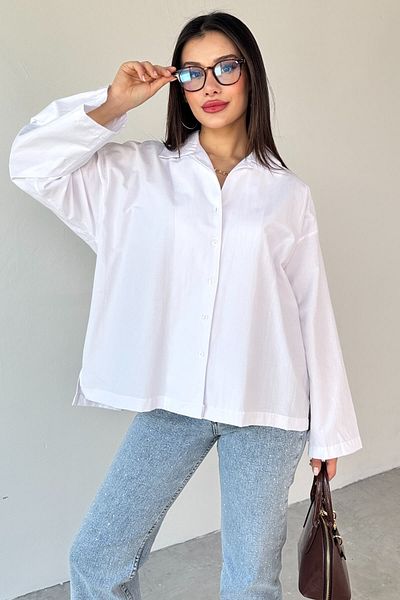 Cappmoda GML-10260 Cămașă cu mânecă evazată cu guler alb