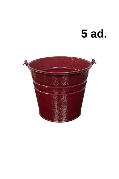 ÖZHEMMEKLER 5 Adet Saplı Mini Bordo Renk Kova (18x13x15)