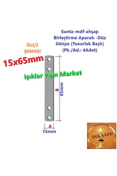 ece life Sunta-mdf-ahşap Birleştirme Aparatı -düz Gönye (YUVARLAK BAŞLI) -15x...