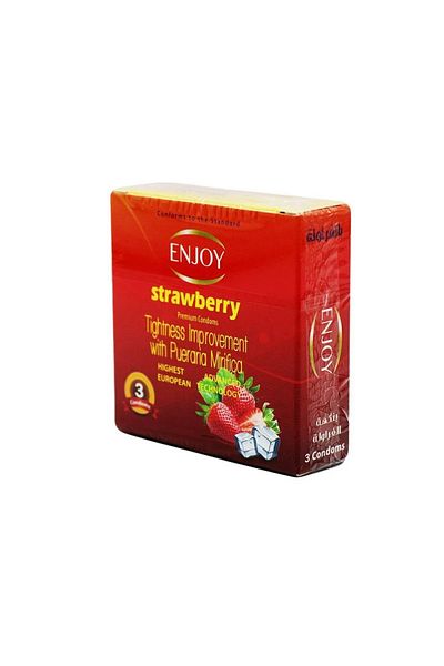Enjoy Strawberry Condoms – 3 Pcs | Flavored, Ultra-thin, Latex, Safe & Pleasurable Protection