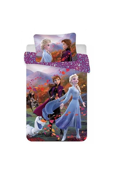 Frozen Set 2 piese lenjerie de pat, Husa pilota, 100x135 cm, husa perna, 40x60 cm, Multicolor, Wind, Frozen