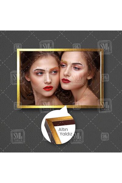SML TABLO Kaş Tasarımı Simli Gold Kaş Güzellik Salonu Brow Sculpt Beauty Çerç...