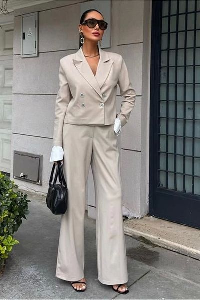 Butik Double Breasted Jacket Suit with Cuffs Garnish 10168