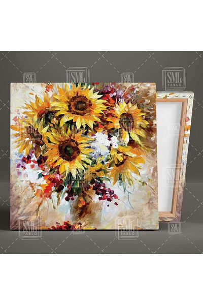 SML TABLO Buchet de floarea soarelui într-o vază Pictură pe pânză pătrată natură